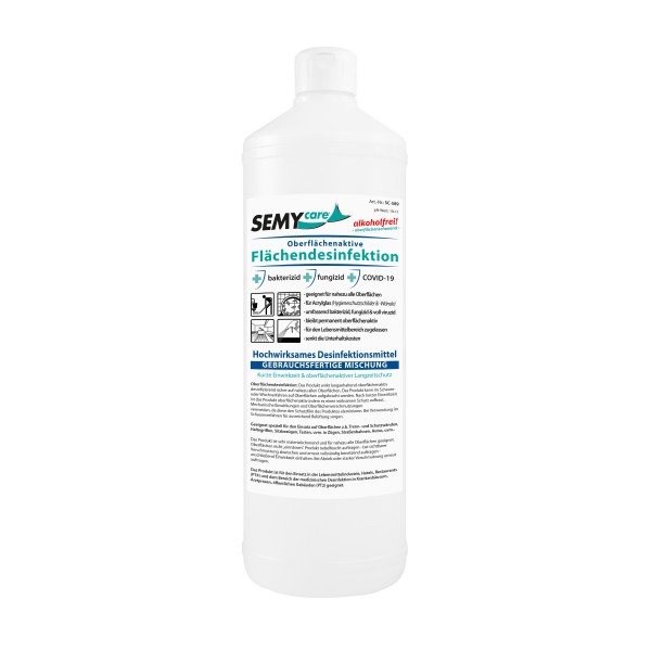 SemyCare Flächendesinfektion - ohne Alkohol - oberflächenaktiv, 6 x 1 Liter